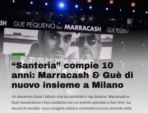 Marracash & Guè: “Santeria” compie 10 anni e torna live a Milano