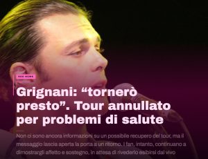 Gianluca Grignani si ferma: tour cancellato per problemi di salute
