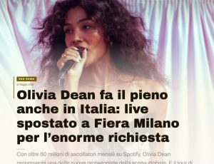 Olivia Dean conquista Milano: venue più grande per l’unica data italiana