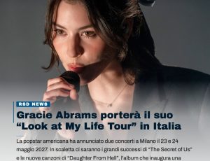 Gracie Abrams torna in Italia: doppio appuntamento a Milano per il tour mondiale del 2027