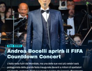 Andrea Bocelli apre il Mondiale 2026: la voce italiana protagonista del concerto che dà il via alla Coppa del Mondo