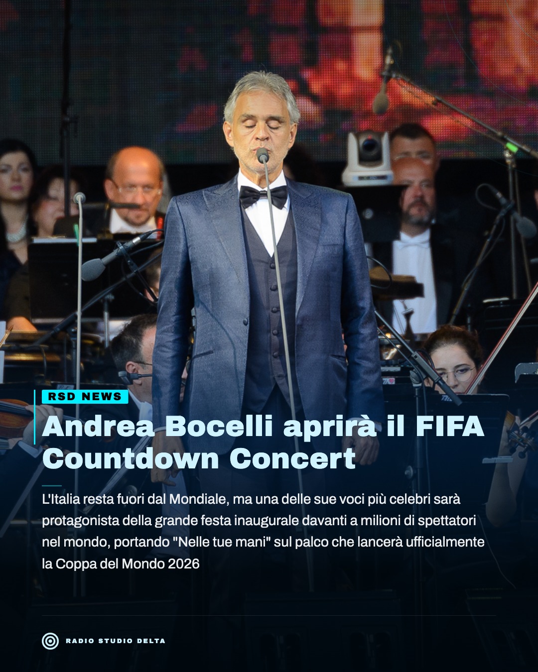 L'Italia resta fuori dal Mondiale, ma una delle sue voci più celebri sarà protagonista della grande festa inaugurale davanti a milioni di spettatori nel mondo, portando "Nelle tue mani" sul palco che lancerà ufficialmente la Coppa del Mondo 2026