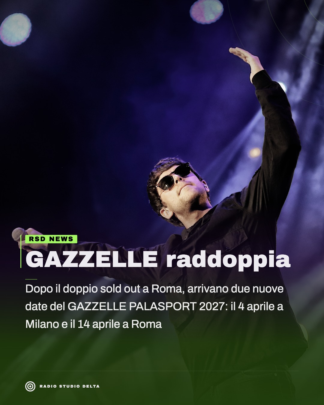 Dopo il doppio sold out a Roma, arrivano due nuove date del GAZZELLE PALASPORT 2027: il 4 aprile a Milano e il 14 aprile a Roma